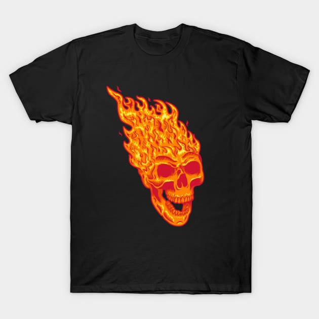 Flames Skull T-Shirt by Joebarondesign